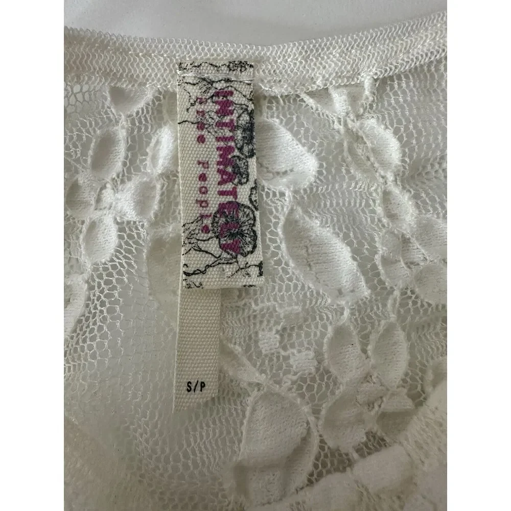 Free People Intimately Top Women Small White Lace‎ Long Sleeve Bodycon Coquette